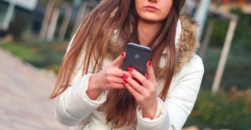 woman using phone