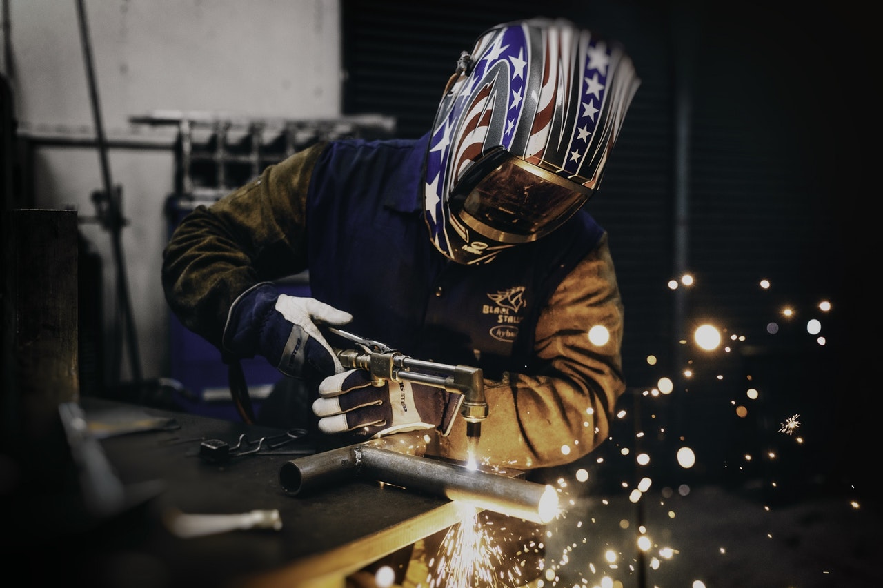 a welder wearing safety gears